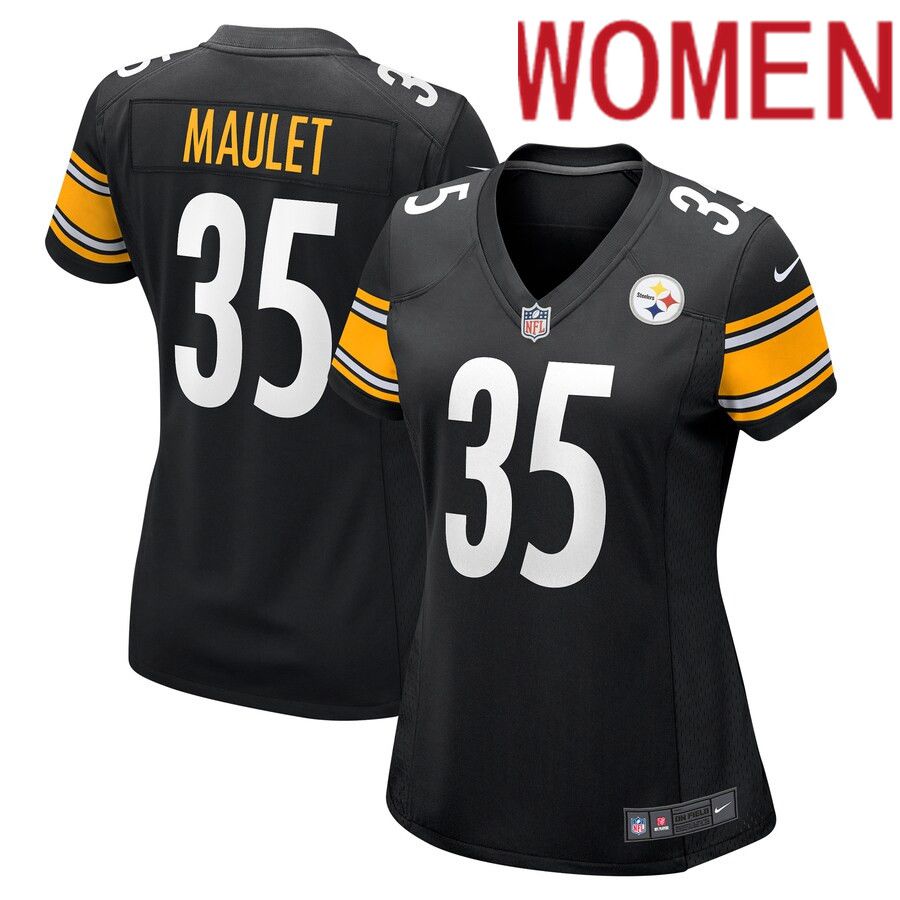 Women Pittsburgh Steelers #35 Arthur Maulet Nike Black Game NFL Jersey